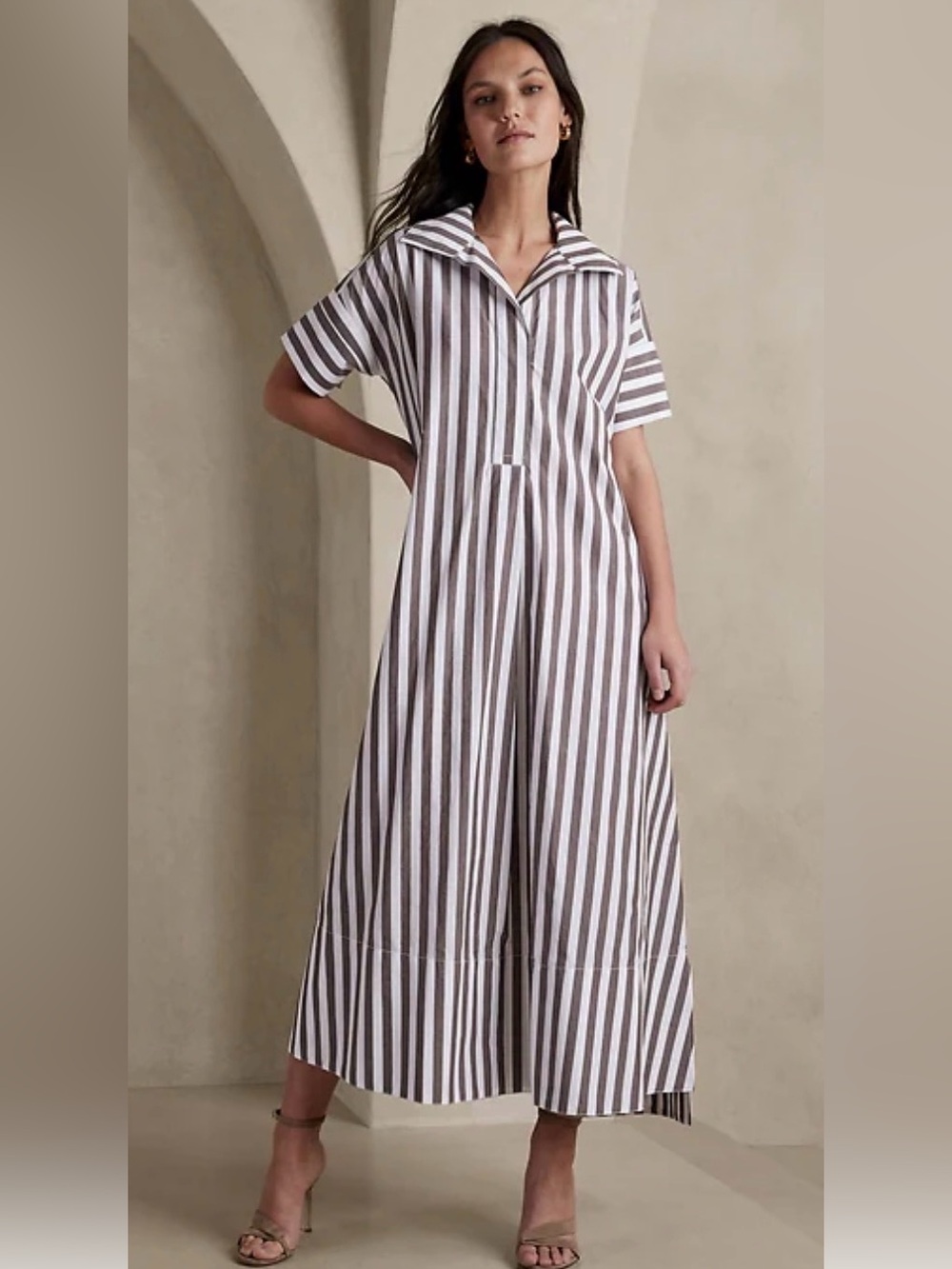 Banana Republic Rhyah Portobello Stripe Poplin Maxi Dress size M/L